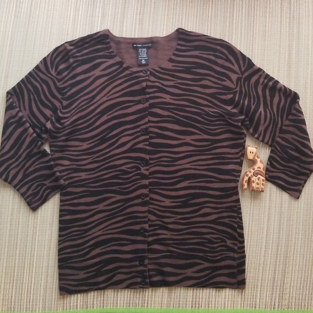 Classy cardigan Blk/brwn, Sz M